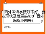 广西外国语学院好不好，就业现状及发展趋势(广西外院就业前景)