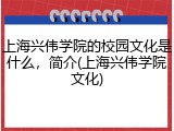 上海兴伟学院的校园文化是什么，简介(上海兴伟学院文化)