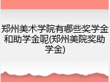 郑州美术学院有哪些奖学金和助学金呢(郑州美院奖助学金)