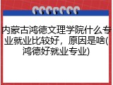 内蒙古鸿德文理学院什么专业就业比较好，原因是啥(鸿德好就业专业)