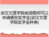 武汉文理学院就读期间可以申请哪些奖学金(武汉文理学院奖学金种类)