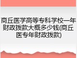 商丘医学高等专科学校一年财政拨款大概多少钱(商丘医专年财政拨款)
