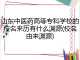 山东中医药高等专科学校的校名来历有什么渊源(校名由来渊源)