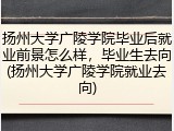 扬州大学广陵学院毕业后就业前景怎么样，毕业生去向(扬州大学广陵学院就业去向)