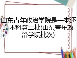 山东青年政治学院是一本还是本科第二批(山东青年政治学院批次)