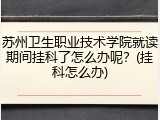 苏州卫生职业技术学院就读期间挂科了怎么办呢？(挂科怎么办)