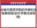 安徽外国语学院的学费和住宿费明细(安外学费住宿明细)