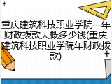 重庆建筑科技职业学院一年财政拨款大概多少钱(重庆建筑科技职业学院年财政拨款)