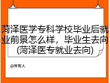 菏泽医学专科学校毕业后就业前景怎么样，毕业生去向(菏泽医专就业去向)