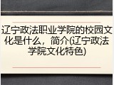 辽宁政法职业学院的校园文化是什么，简介(辽宁政法学院文化特色)