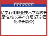 辽宁石化职业技术学院校长是谁,校长基本介绍(辽宁石化校长简介)