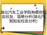 湖北汽车工业学院有哪些知名校友，简单分析(湖北汽院知名校友分析)