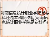 河南信息统计职业学院是专科还是本科院校呢(河南信息统计职业学院是专科吗)