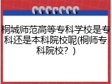 桐城师范高等专科学校是专科还是本科院校呢(桐师专科院校？)