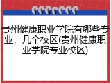 贵州健康职业学院有哪些专业，几个校区(贵州健康职业学院专业校区)
