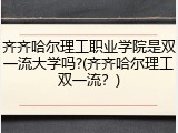 齐齐哈尔理工职业学院是双一流大学吗?(齐齐哈尔理工双一流？)