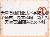 天津石油职业技术学院在哪个城市，是本科吗，第几批(天津石油职院批次本科)
