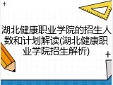 湖北健康职业学院的招生人数和计划解读(湖北健康职业学院招生解析)