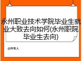 永州职业技术学院毕业生就业大致去向如何(永州职院毕业生去向)