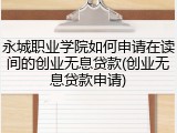 永城职业学院如何申请在读间的创业无息贷款(创业无息贷款申请)