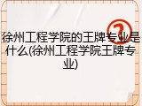 徐州工程学院的王牌专业是什么(徐州工程学院王牌专业)