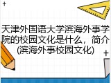 天津外国语大学滨海外事学院的校园文化是什么，简介(滨海外事校园文化)