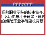 保险职业学院的校史简介，什么历史与社会背景下建校的(保险职业学院建校背景)