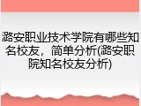 潞安职业技术学院有哪些知名校友，简单分析(潞安职院知名校友分析)