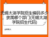 无锡太湖学院招生编码多少，隶属哪个部门(无锡太湖学院招生代码)