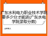 广东水利电力职业技术学院要多少分才能进(广东水电学院录取分数)