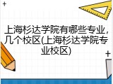 上海杉达学院有哪些专业，几个校区(上海杉达学院专业校区)