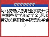 河北劳动关系职业学院开设有哪些奖学和助学金(河北劳动关系职业学院奖助学金)