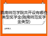 陇南师范学院共开设有哪些类型奖学金(陇南师范奖学金类型)