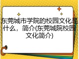 东莞城市学院的校园文化是什么，简介(东莞城院校园文化简介)