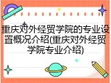 重庆对外经贸学院的专业设置概况介绍(重庆对外经贸学院专业介绍)