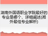 湖南外国语职业学院最好的专业是哪个，详细阐述(湘外最佳专业解析)