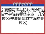 宁夏葡萄酒与防沙治沙职业技术学院有哪些专业，几个校区(宁夏葡萄酒学院专业校区)