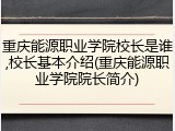 重庆能源职业学院校长是谁,校长基本介绍(重庆能源职业学院院长简介)
