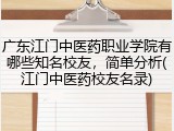 广东江门中医药职业学院有哪些知名校友，简单分析(江门中医药校友名录)