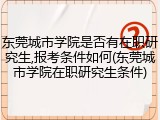 东莞城市学院是否有在职研究生,报考条件如何(东莞城市学院在职研究生条件)