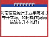 河南信息统计职业学院可以专升本吗，如何操作(河南统院专升本流程)