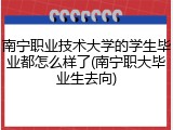 南宁职业技术大学的学生毕业都怎么样了(南宁职大毕业生去向)