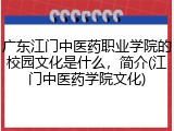 广东江门中医药职业学院的校园文化是什么，简介(江门中医药学院文化)