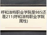 呼和浩特职业学院是985还是211(呼和浩特职业学院属性)