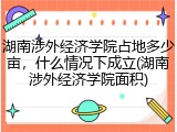 湖南涉外经济学院占地多少亩，什么情况下成立(湖南涉外经济学院面积)
