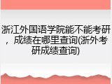 浙江外国语学院能不能考研，成绩在哪里查询(浙外考研成绩查询)