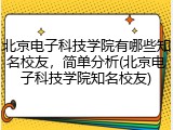 北京电子科技学院有哪些知名校友，简单分析(北京电子科技学院知名校友)