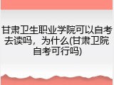甘肃卫生职业学院可以自考去读吗，为什么(甘肃卫院自考可行吗)