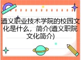 遵义职业技术学院的校园文化是什么，简介(遵义职院文化简介)