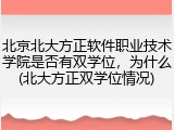 北京北大方正软件职业技术学院是否有双学位，为什么(北大方正双学位情况)